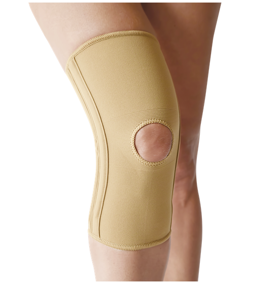 ELASTIC PATELLAR BRACE WITH APERTURE AND SPLINTS 