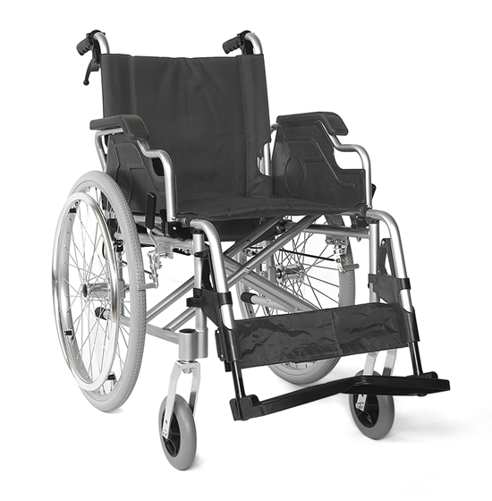 Aluminum wheelchair with attendant 