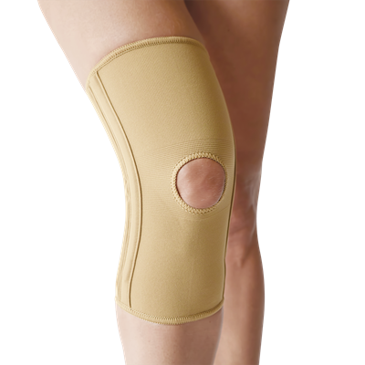 ELASTIC PATELLAR BRACE WITH APERTURE AND SPLINTS 